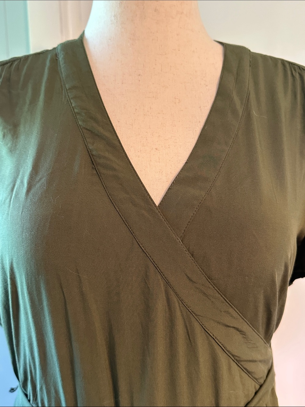 Old Navy Olive Green Wrap Midi Dress - Picture 5 of 5
